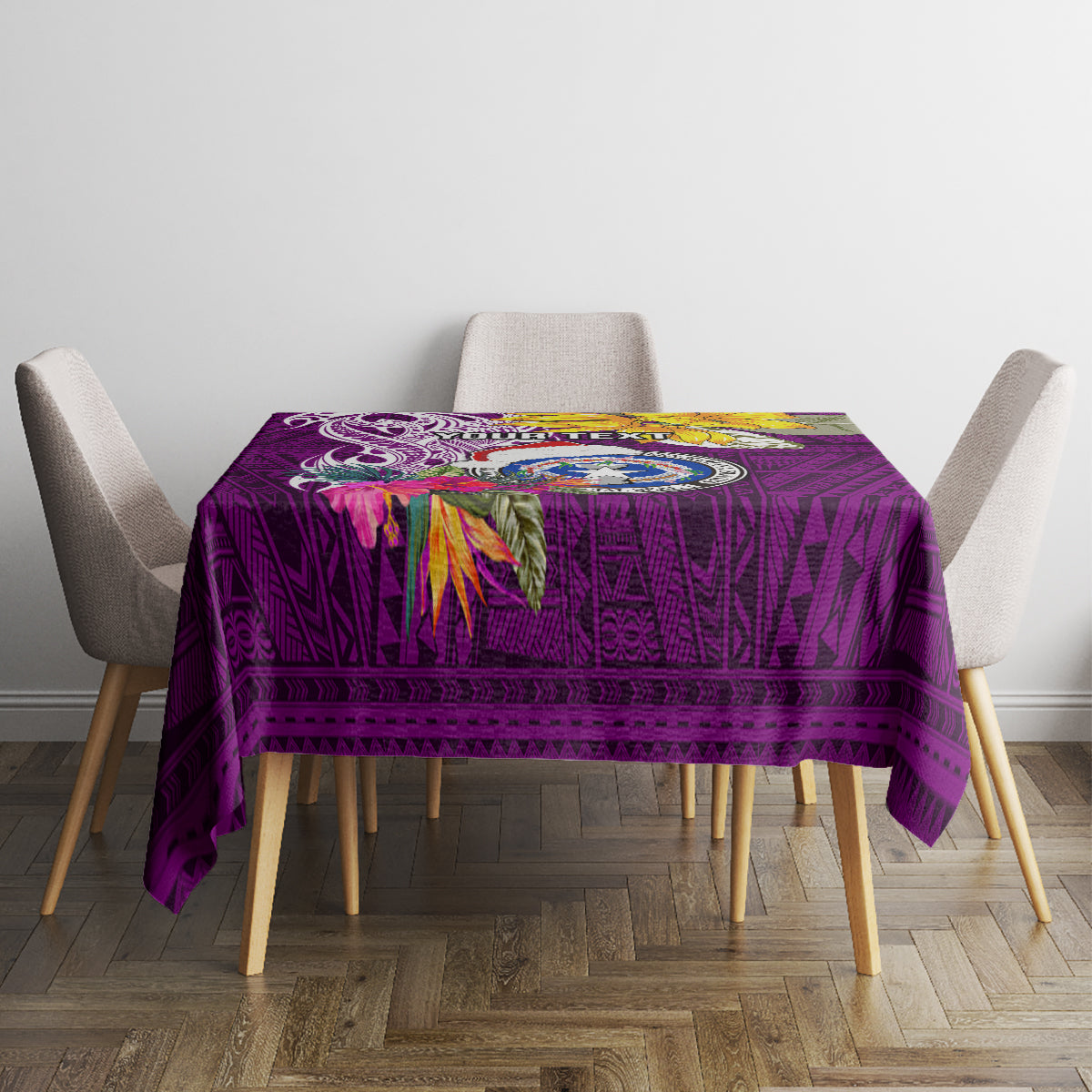 Custom Northern Mariana Islands Christmas Tablecloth Funny Santa Hug Latte Stone Ylang-ylang and Polynesia Pattern Pink LT03 - Polynesian Pride