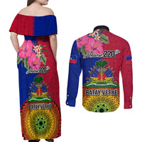 Haiti Battle of Vertieres Couples Matching Off Shoulder Maxi Dress and Long Sleeve Button Shirt The Haitian Revolution 220th Anniversary Polynesian Style LT03 - Polynesian Pride