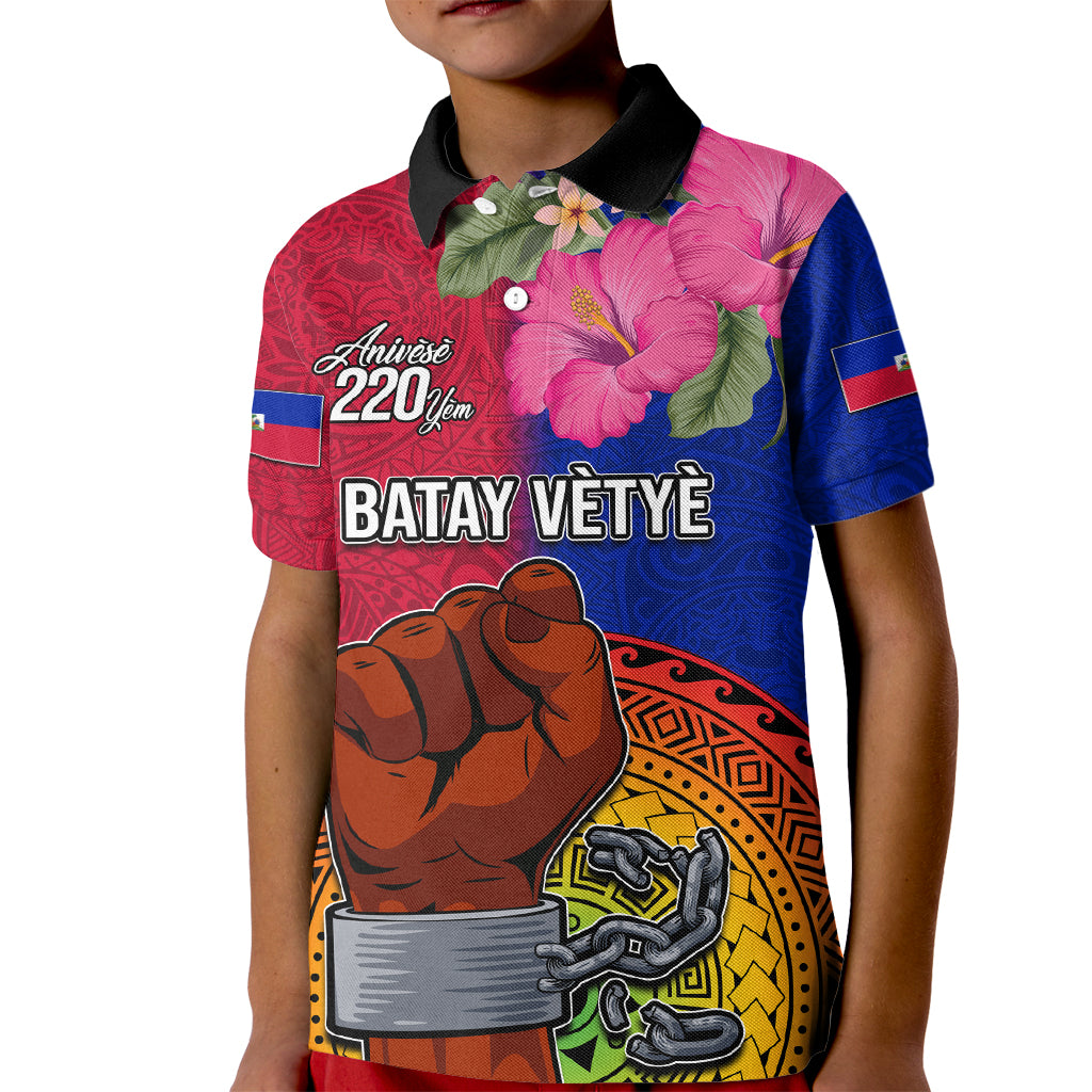 Haiti Battle of Vertieres Kid Polo Shirt The Haitian Revolution 220th Anniversary Polynesian Style LT03 Kid Red - Polynesian Pride