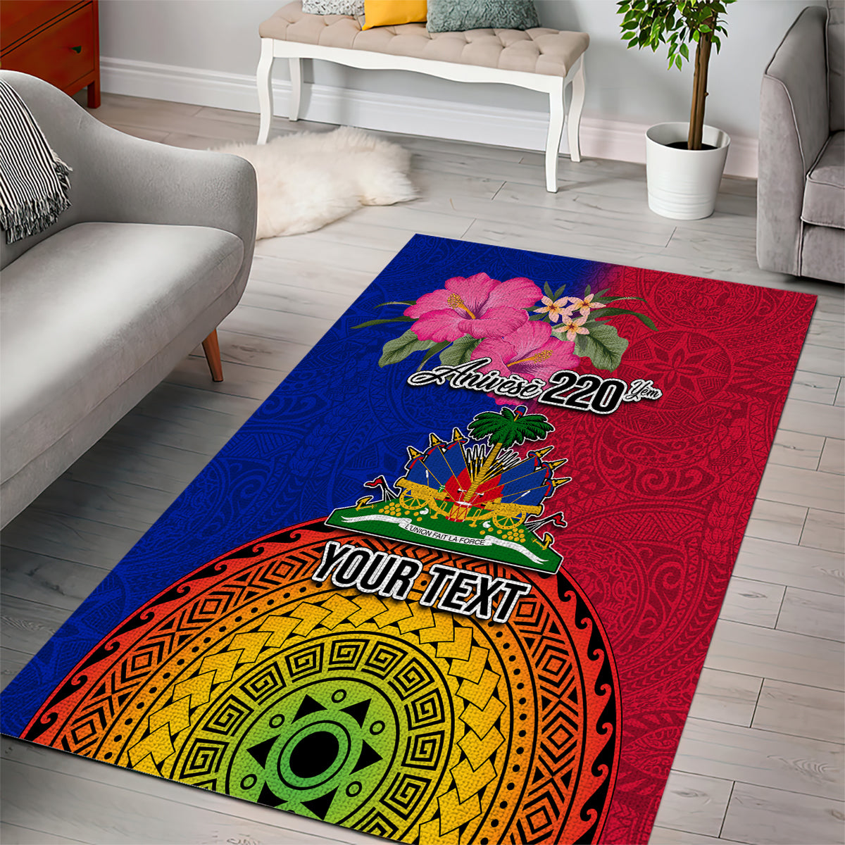 Personalised Haiti Battle of Vertieres Area Rug The Haitian Revolution 220th Anniversary Polynesian Style LT03 - Polynesian Pride