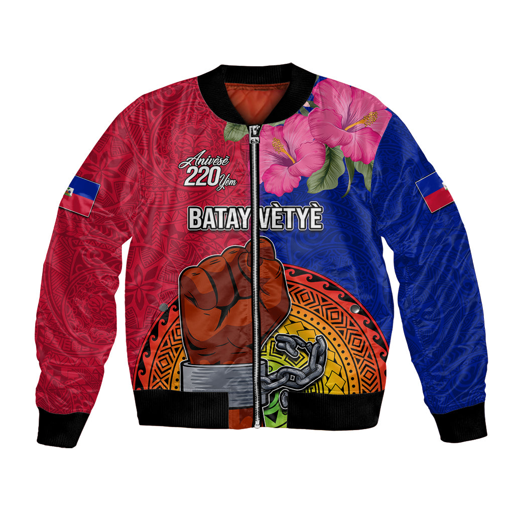 Personalised Haiti Battle of Vertieres Bomber Jacket The Haitian Revolution 220th Anniversary Polynesian Style LT03 Unisex Red - Polynesian Pride