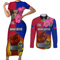 Personalised Haiti Battle of Vertieres Couples Matching Short Sleeve Bodycon Dress and Long Sleeve Button Shirt The Haitian Revolution 220th Anniversary Polynesian Style LT03 Red - Polynesian Pride