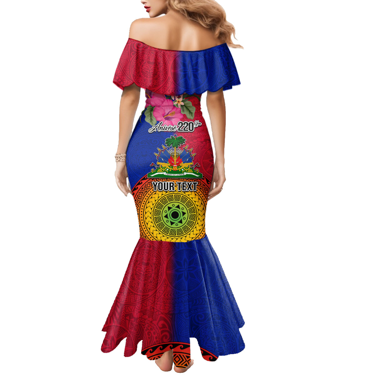 Personalised Haiti Battle of Vertieres Family Matching Mermaid Dress and Hawaiian Shirt The Haitian Revolution 220th Anniversary Polynesian Style LT03 - Polynesian Pride