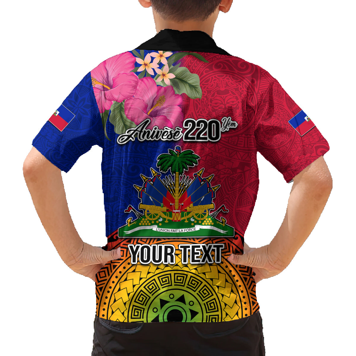 Personalised Haiti Battle of Vertieres Family Matching Off Shoulder Long Sleeve Dress and Hawaiian Shirt The Haitian Revolution 220th Anniversary Polynesian Style LT03 - Polynesian Pride