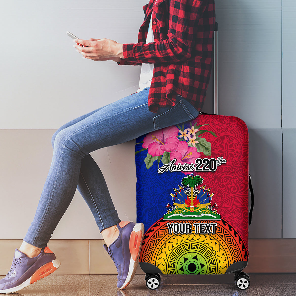Personalised Haiti Battle of Vertieres Luggage Cover The Haitian Revolution 220th Anniversary Polynesian Style LT03 - Polynesian Pride