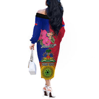 Personalised Haiti Battle of Vertieres Off The Shoulder Long Sleeve Dress The Haitian Revolution 220th Anniversary Polynesian Style LT03 - Polynesian Pride