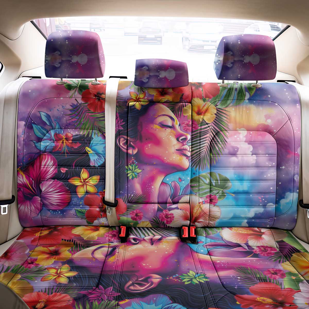 Polynesian Women Back Car Seat Cover Tropical Plant - Vibrant Surreal Dreamscape Vibe LT03 - Polynesian Pride