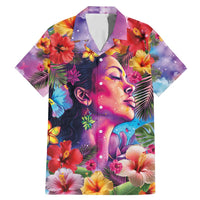 Polynesian Women Family Matching Mermaid Dress and Hawaiian Shirt Tropical Plant - Vibrant Surreal Dreamscape Vibe LT03 Dad's Shirt - Short Sleeve Pink-Purple - Polynesian Pride