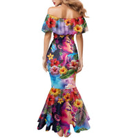 Polynesian Women Family Matching Mermaid Dress and Hawaiian Shirt Tropical Plant - Vibrant Surreal Dreamscape Vibe LT03 - Polynesian Pride