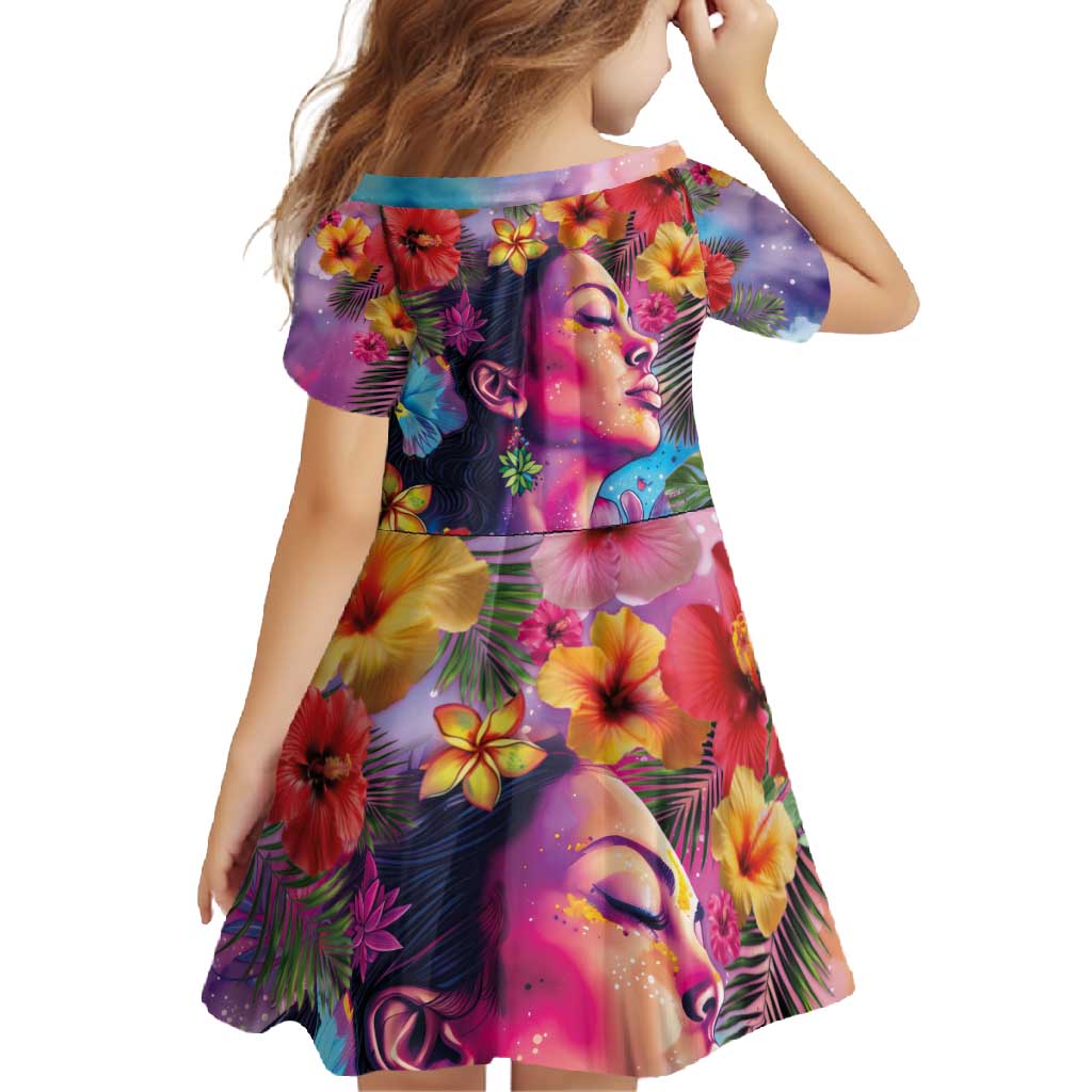 Polynesian Women Family Matching Off Shoulder Maxi Dress and Hawaiian Shirt Tropical Plant - Vibrant Surreal Dreamscape Vibe LT03 - Polynesian Pride