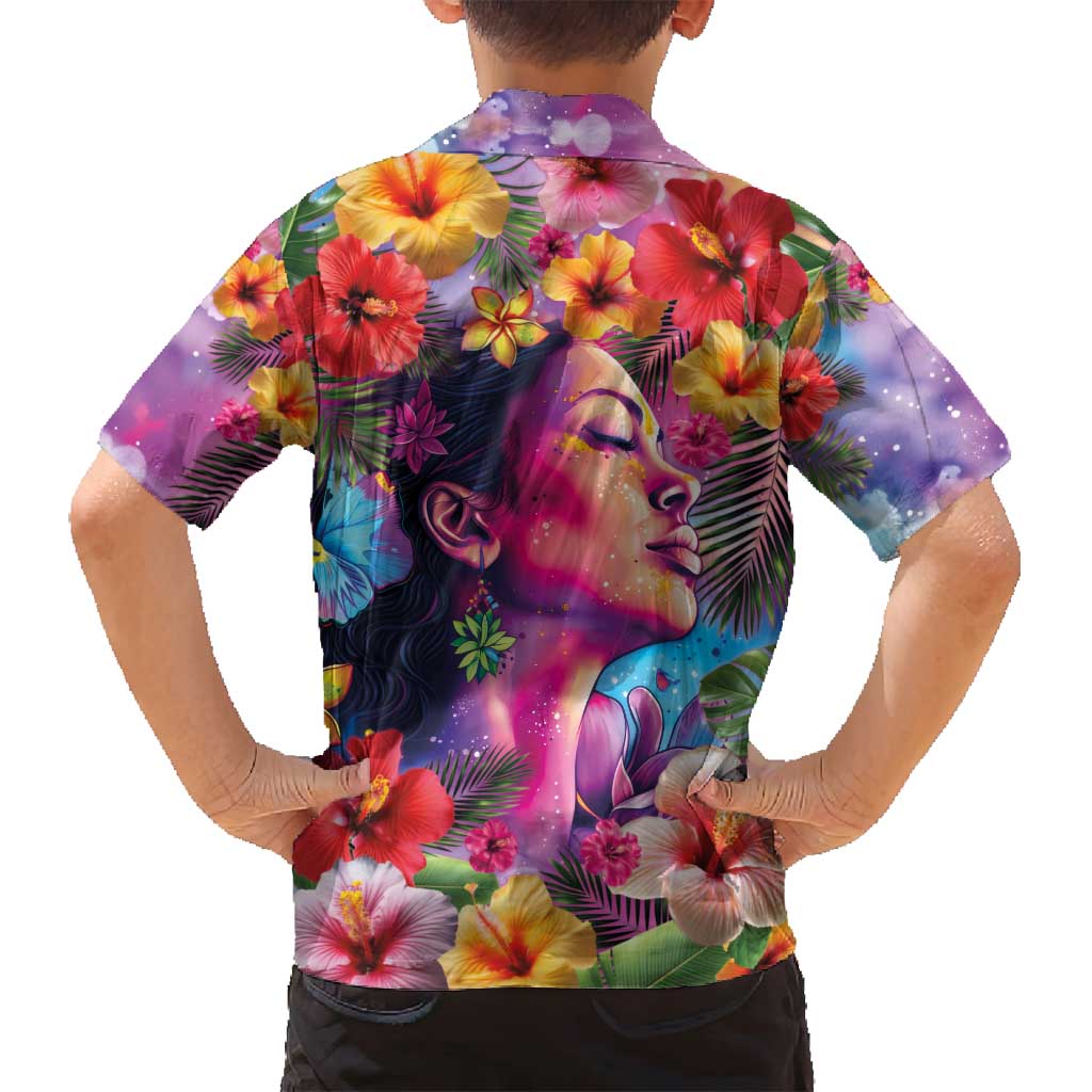 Polynesian Women Family Matching Off Shoulder Short Dress and Hawaiian Shirt Tropical Plant - Vibrant Surreal Dreamscape Vibe LT03 - Polynesian Pride