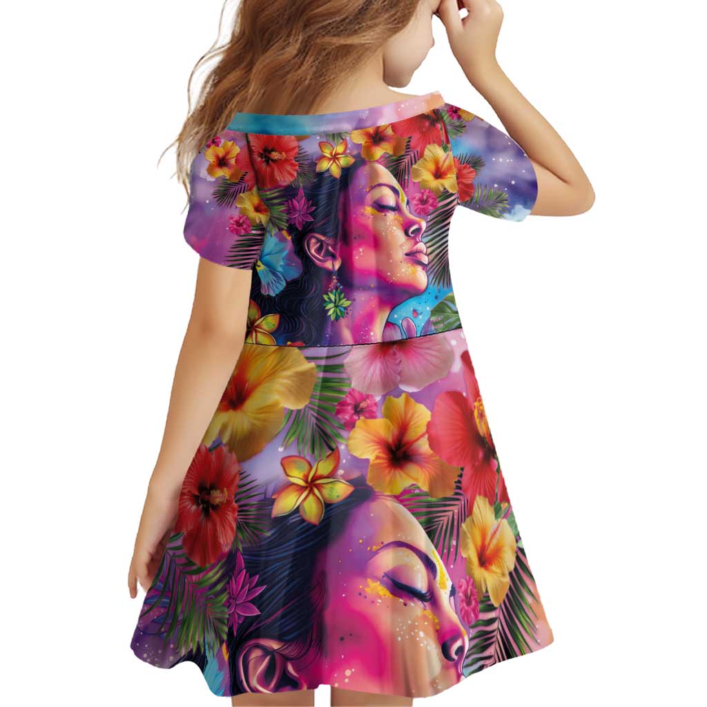Polynesian Women Family Matching Off Shoulder Short Dress and Hawaiian Shirt Tropical Plant - Vibrant Surreal Dreamscape Vibe LT03 - Polynesian Pride