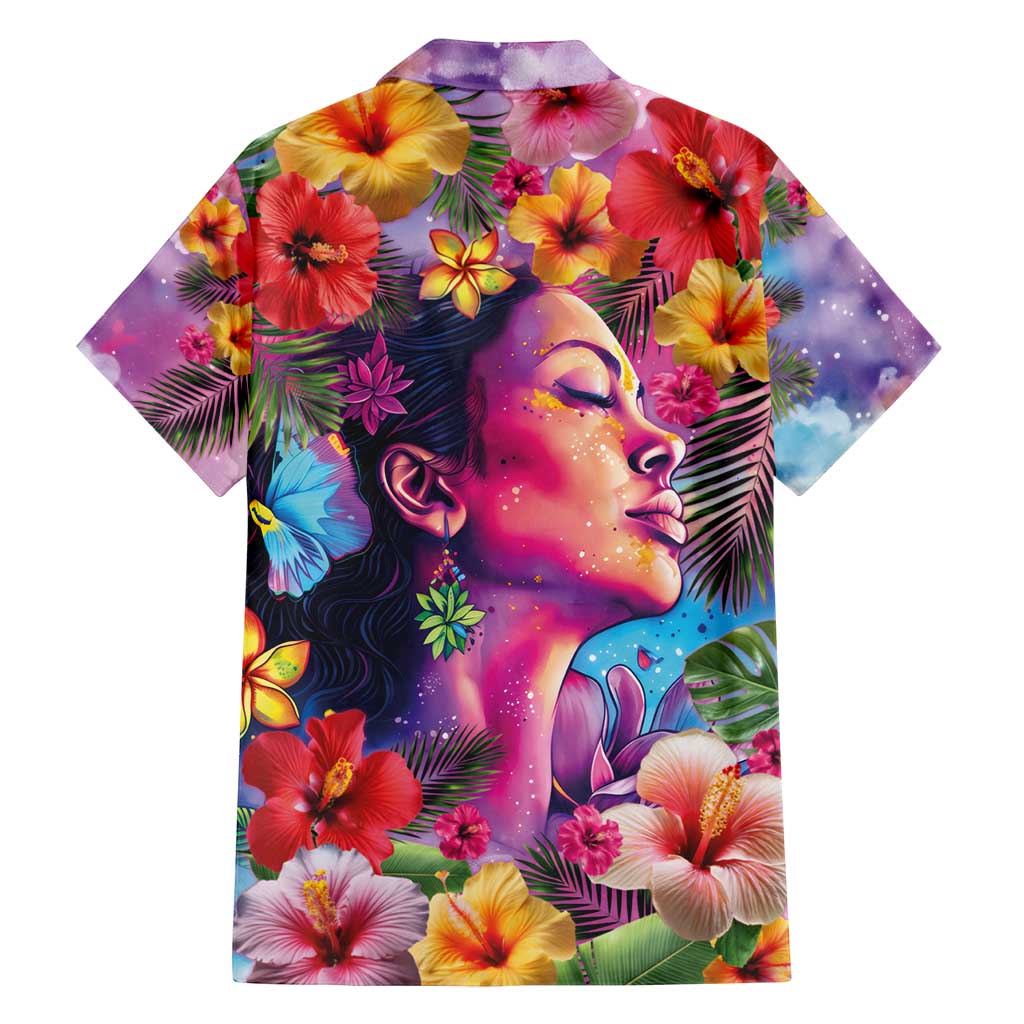 Polynesian Women Family Matching Puletasi and Hawaiian Shirt Tropical Plant - Vibrant Surreal Dreamscape Vibe LT03 - Polynesian Pride