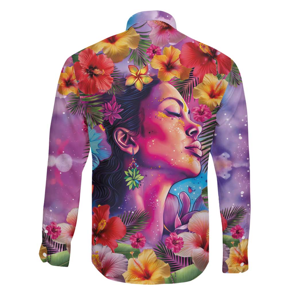 Polynesian Women Family Matching Puletasi and Hawaiian Shirt Tropical Plant - Vibrant Surreal Dreamscape Vibe LT03 - Polynesian Pride