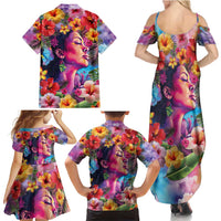Polynesian Women Family Matching Summer Maxi Dress and Hawaiian Shirt Tropical Plant - Vibrant Surreal Dreamscape Vibe LT03 - Polynesian Pride