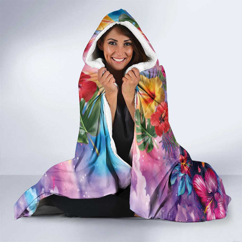 Polynesian Women Hooded Blanket Tropical Plant - Vibrant Surreal Dreamscape Vibe LT03 - Polynesian Pride