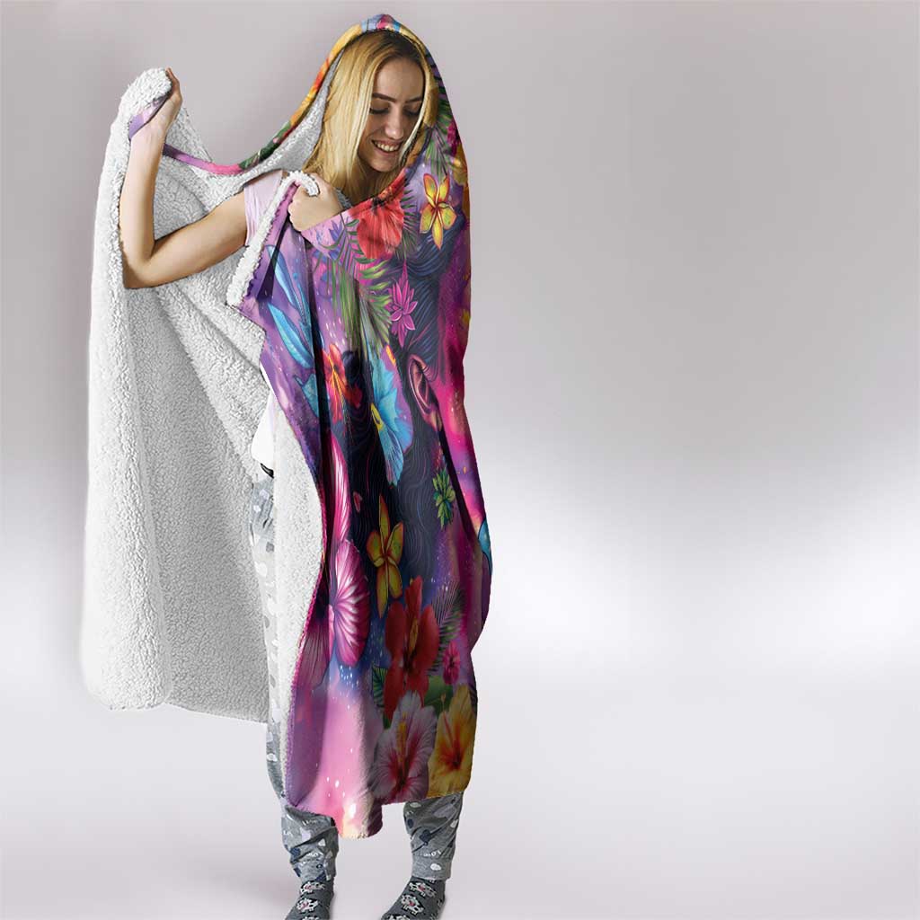 Polynesian Women Hooded Blanket Tropical Plant - Vibrant Surreal Dreamscape Vibe LT03 - Polynesian Pride