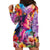 Polynesian Women Hoodie Dress Tropical Plant - Vibrant Surreal Dreamscape Vibe
