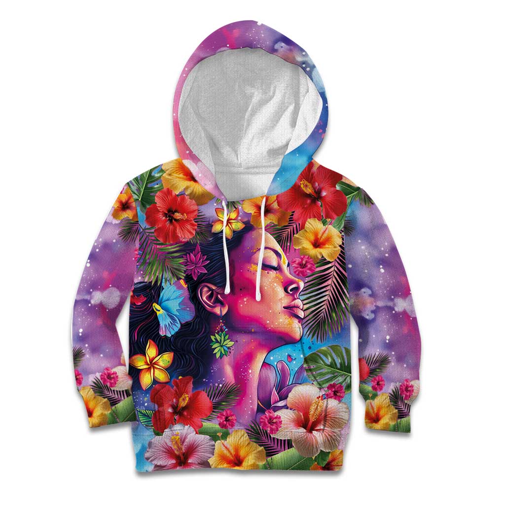 Polynesian Women Kid Hoodie Tropical Plant - Vibrant Surreal Dreamscape Vibe LT03 Hoodie Pink-Purple - Polynesian Pride