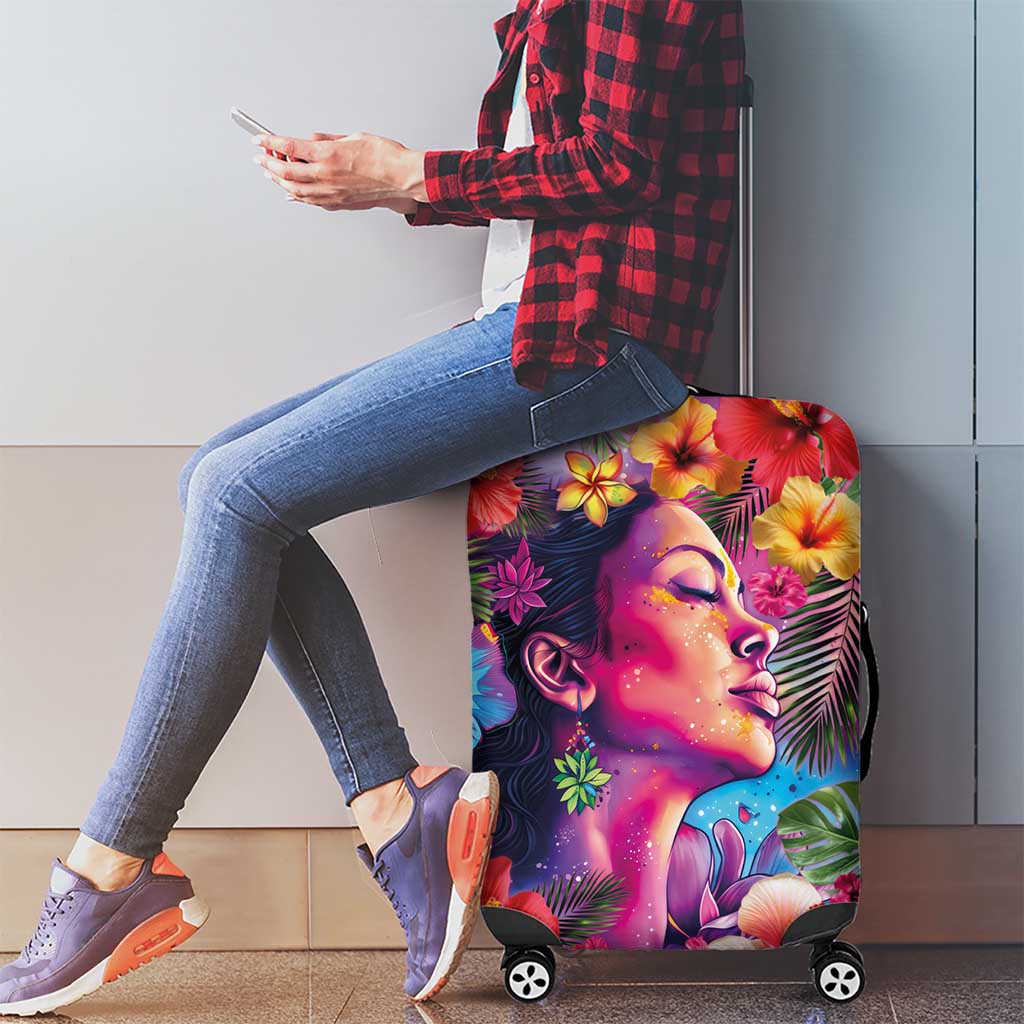 Polynesian Women Luggage Cover Tropical Plant - Vibrant Surreal Dreamscape Vibe LT03 - Polynesian Pride