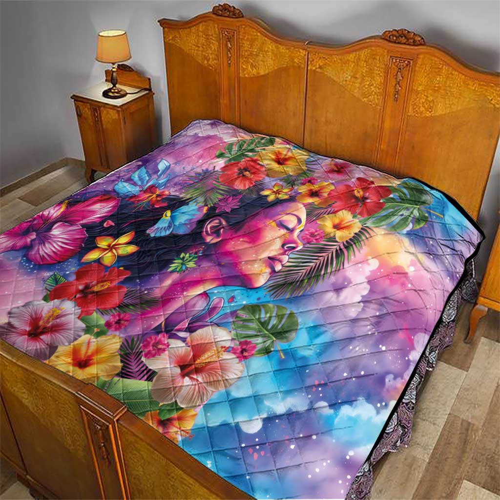 Polynesian Women Quilt Tropical Plant - Vibrant Surreal Dreamscape Vibe LT03 - Polynesian Pride