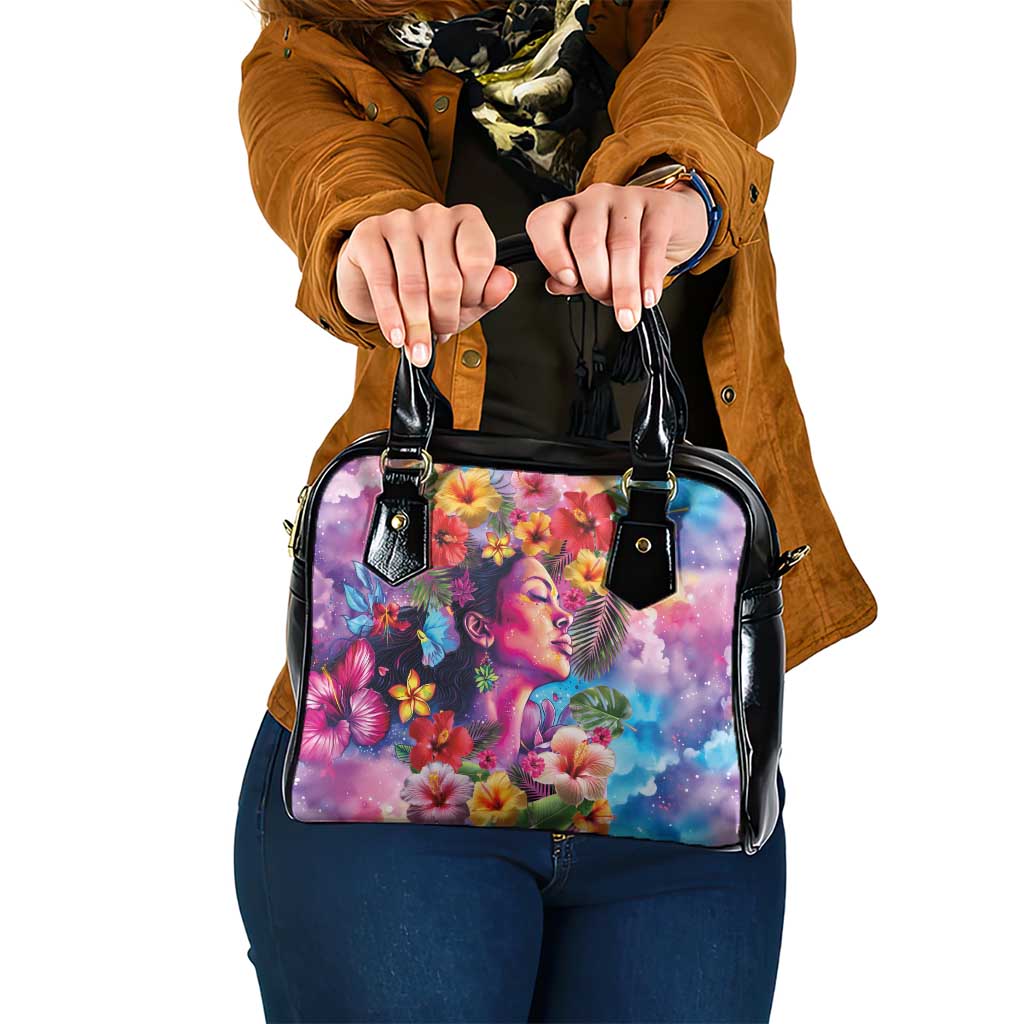 Polynesian Women Shoulder Handbag Tropical Plant - Vibrant Surreal Dreamscape Vibe LT03 One Size Pink-Purple - Polynesian Pride