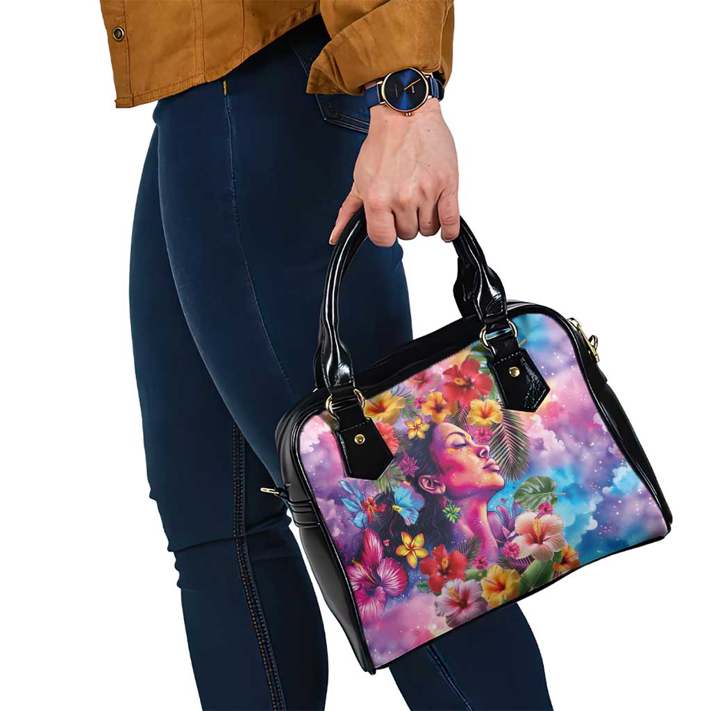 Polynesian Women Shoulder Handbag Tropical Plant - Vibrant Surreal Dreamscape Vibe