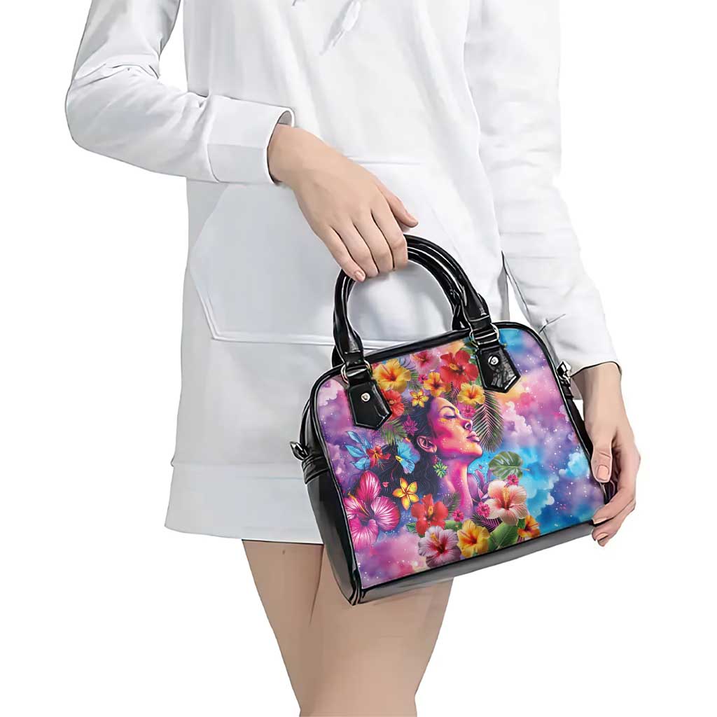 Polynesian Women Shoulder Handbag Tropical Plant - Vibrant Surreal Dreamscape Vibe