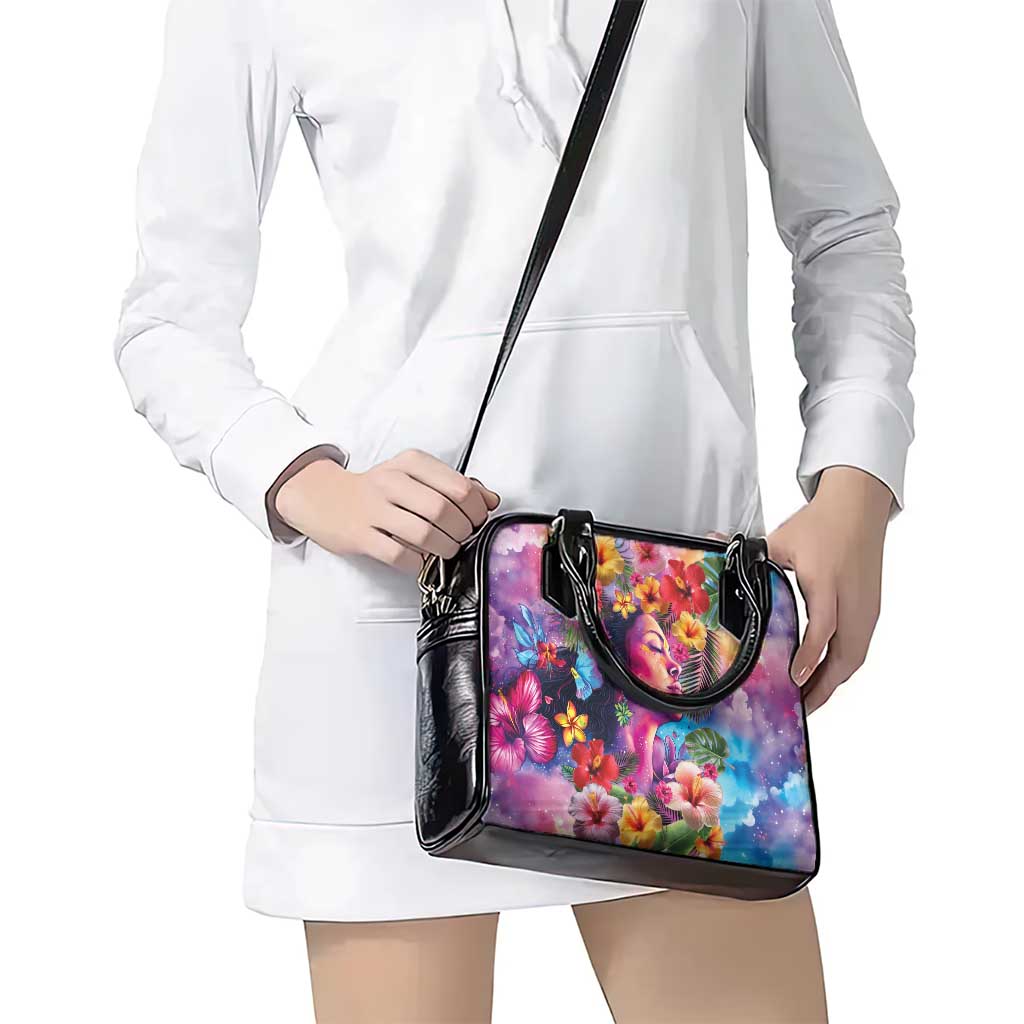 Polynesian Women Shoulder Handbag Tropical Plant - Vibrant Surreal Dreamscape Vibe