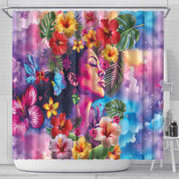 Polynesian Women Shower Curtain Tropical Plant - Vibrant Surreal Dreamscape Vibe LT03 - Polynesian Pride