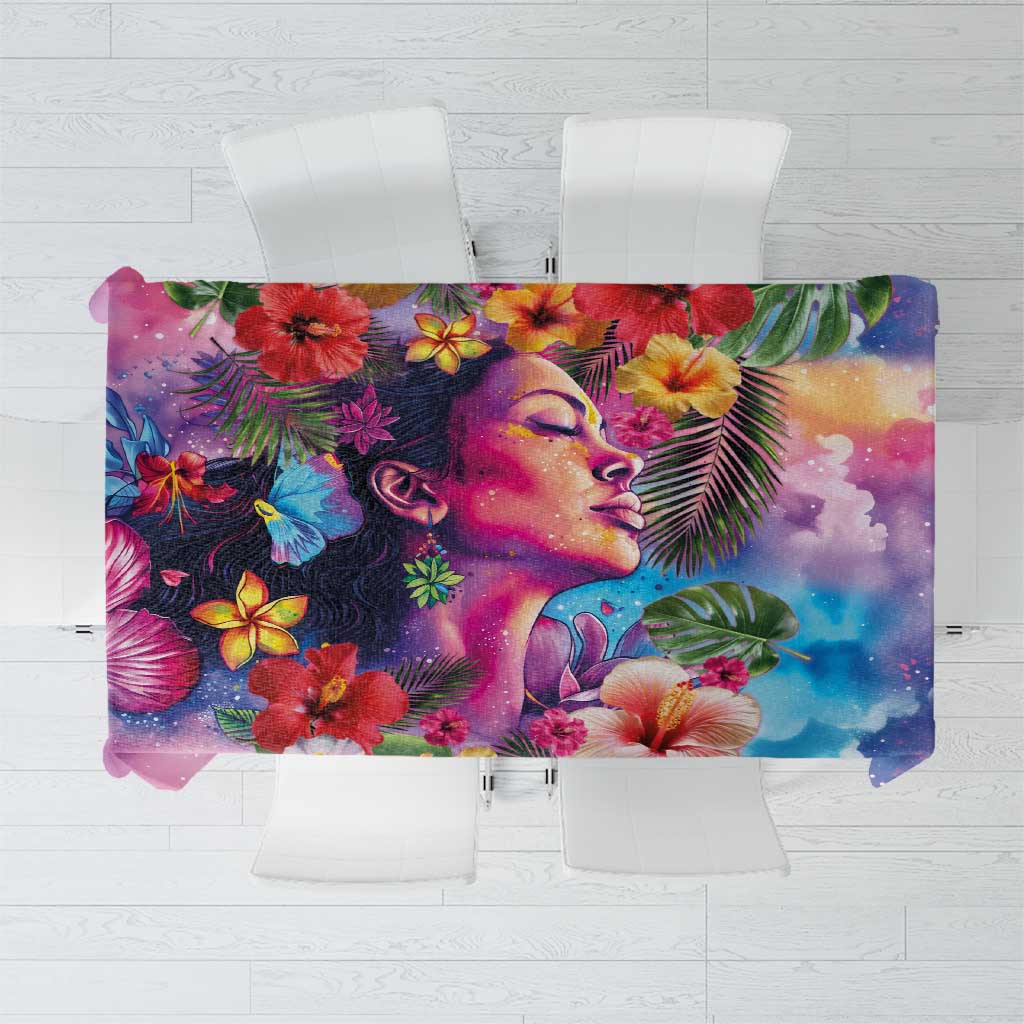 Polynesian Women Tablecloth Tropical Plant - Vibrant Surreal Dreamscape Vibe LT03 Pink-Purple - Polynesian Pride