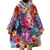 Polynesian Women Wearable Blanket Hoodie Tropical Plant - Vibrant Surreal Dreamscape Vibe
