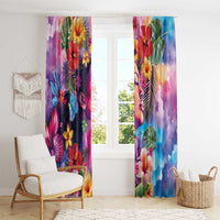 Polynesian Women Window Curtain Tropical Plant - Vibrant Surreal Dreamscape Vibe LT03 - Polynesian Pride