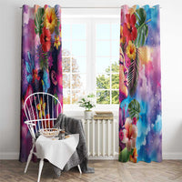 Polynesian Women Window Curtain Tropical Plant - Vibrant Surreal Dreamscape Vibe LT03 - Polynesian Pride