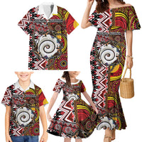 Personalised Aotearoa and Australia Together Family Matching Mermaid Dress and Hawaiian Shirt Koru and Kangaroo - Taniko with Aboriginal Motif LT03 - Polynesian Pride