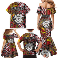 Personalised Aotearoa and Australia Together Family Matching Mermaid Dress and Hawaiian Shirt Koru and Kangaroo - Taniko with Aboriginal Motif LT03 - Polynesian Pride