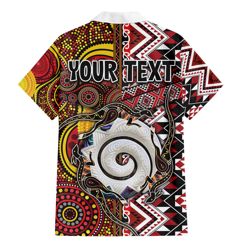 Personalised Aotearoa and Australia Together Family Matching Mermaid Dress and Hawaiian Shirt Koru and Kangaroo - Taniko with Aboriginal Motif LT03 - Polynesian Pride