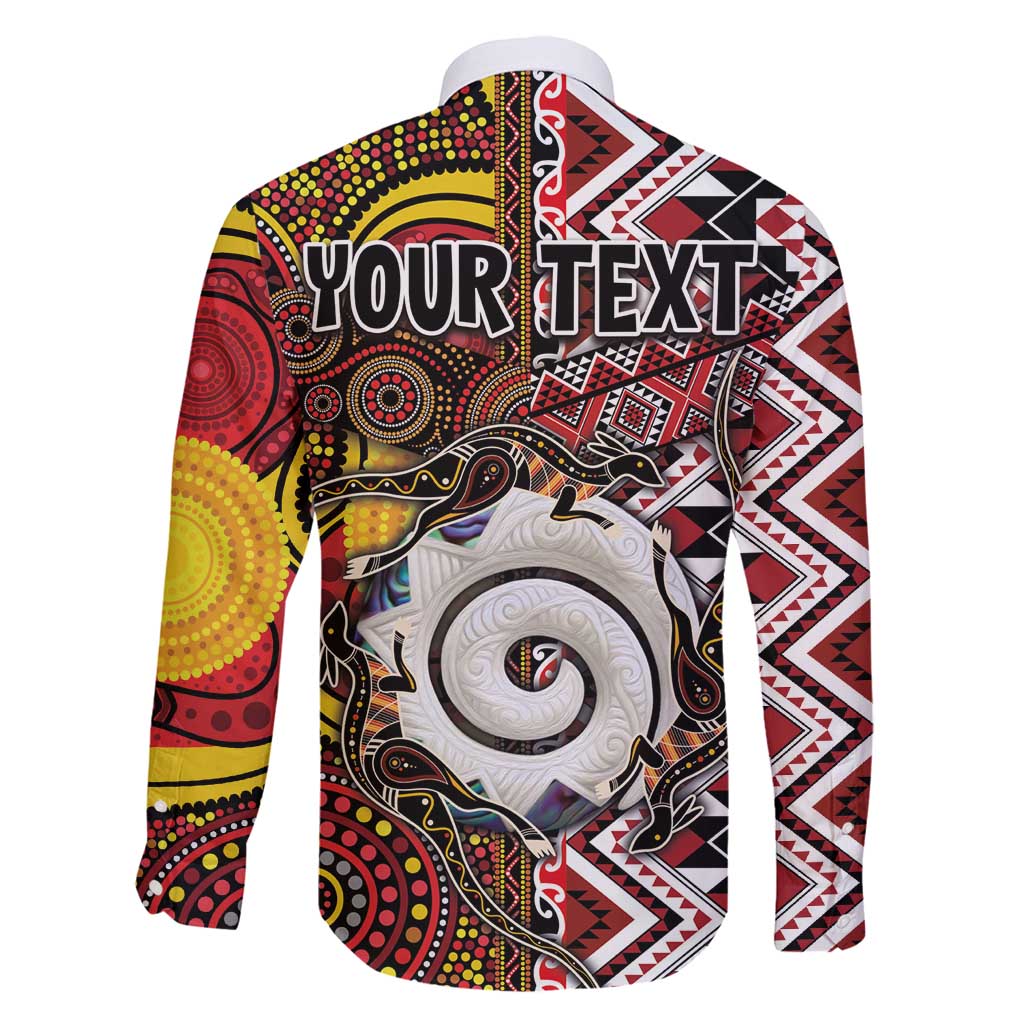 Personalised Aotearoa and Australia Together Family Matching Puletasi and Hawaiian Shirt Koru and Kangaroo - Taniko with Aboriginal Motif LT03 - Polynesian Pride