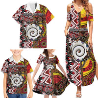 Personalised Aotearoa and Australia Together Family Matching Summer Maxi Dress and Hawaiian Shirt Koru and Kangaroo - Taniko with Aboriginal Motif LT03 - Polynesian Pride