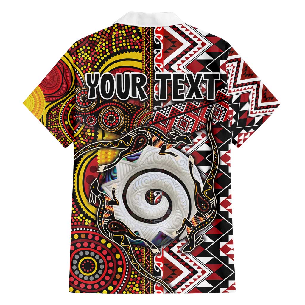 Personalised Aotearoa and Australia Together Family Matching Summer Maxi Dress and Hawaiian Shirt Koru and Kangaroo - Taniko with Aboriginal Motif LT03 - Polynesian Pride