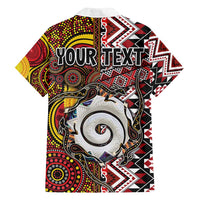 Personalised Aotearoa and Australia Together Family Matching Tank Maxi Dress and Hawaiian Shirt Koru and Kangaroo - Taniko with Aboriginal Motif LT03 - Polynesian Pride