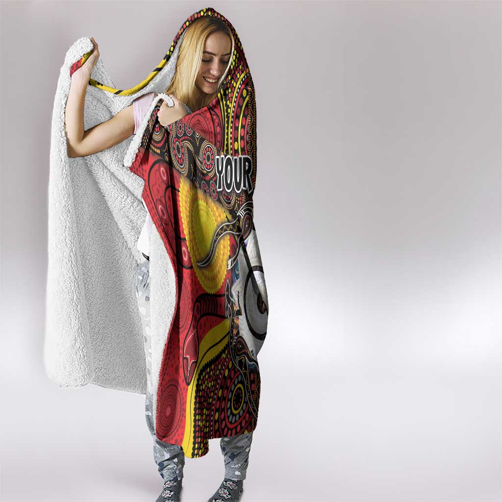 Personalised Aotearoa and Australia Together Hooded Blanket Koru and Kangaroo - Taniko with Aboriginal Motif