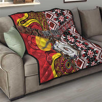 Personalised Aotearoa and Australia Together Quilt Koru and Kangaroo - Taniko with Aboriginal Motif LT03 - Polynesian Pride