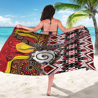 Personalised Aotearoa and Australia Together Sarong Koru and Kangaroo - Taniko with Aboriginal Motif LT03 - Polynesian Pride