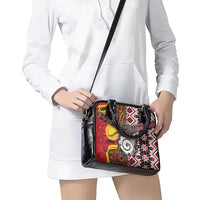 Personalised Aotearoa and Australia Together Shoulder Handbag Koru and Kangaroo - Taniko with Aboriginal Motif