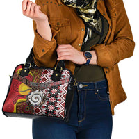 Personalised Aotearoa and Australia Together Shoulder Handbag Koru and Kangaroo - Taniko with Aboriginal Motif