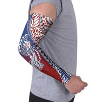 Hawaiian Manta Ray and Hammerhead Shark Tribal Tattoo Arm Sleeves with Polynesian Tribal Pattern Hawaii Flag Color