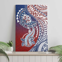 Hawaiian Manta Ray and Hammerhead Shark Tribal Tattoo Canvas Wall Art with Polynesian Tribal Pattern Hawaii Flag Color