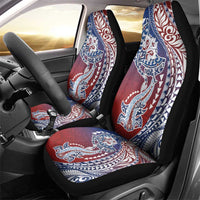 Hawaiian Manta Ray and Hammerhead Shark Tribal Tattoo Car Seat Cover with Polynesian Tribal Pattern Hawaii Flag Color