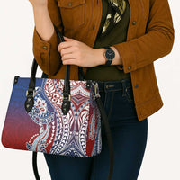 Hawaiian Manta Ray and Hammerhead Shark Tribal Tattoo Leather Bag with Polynesian Tribal Pattern Hawaii Flag Color